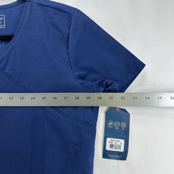 Cherokee Scrub Top Womens Sz S Workwear Professionals Wrap Medical Uniform Blue - Picture 10 of 12